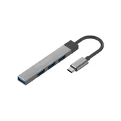 Promate LiteHub-4 USB-C Hub 3xUSB2.0 + USB3.0 kaina