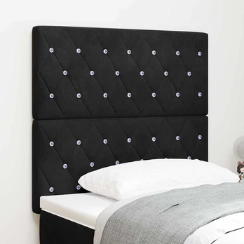 LED galvūgalis su LED juostelėmis Juodas 90 cm Aksomas