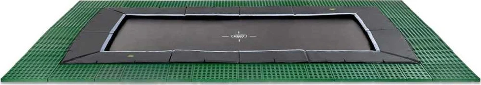 EXIT Dynamic ground level trampoline 275x458cm with Freezone safety tiles - juodas