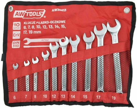AW-Tools AW KLUCZ PŁASKO-OCZKOWY KPL.10vnt./6mm-19mm