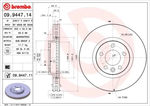 Stabdžių diskas BREMBO 09.9447.11