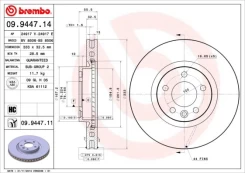 Stabdžių diskas BREMBO 09.9447.11 kaina