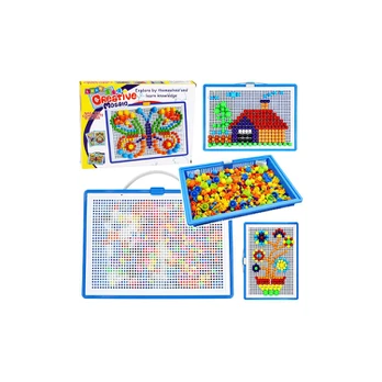 Lean Toys Creative Set Button Mosaic Puzzle Mushrooms Pushpins Suitcase 300 pcs.