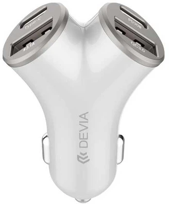 Devia car charger Extreme Metal PD 48W 2x USB 2x USB-C sidabrinis