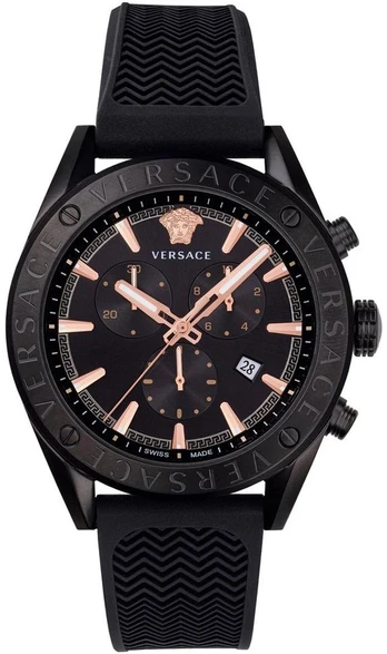 Vyriškas Versace V-Chrono chronografinis laikrodis juodas