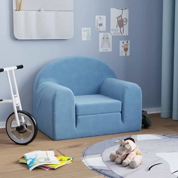 Vaikiška minkšta pliušinė sofa-lova : Modelis - Sofa, Spalva - Mėlyna