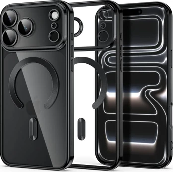 Juodas / skaidrus dėklas Apple iPhone 17 Pro Max / 18 Pro Max telefonui "Tech-Protect MagFlex Magsafe"