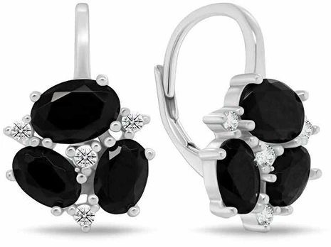 Brilio Silver Stylish sidabrinis earrings with juodas zircons EA1182WBC