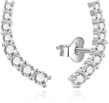 Beneto Modern longitudinal earrings with clear zircons AGUP2344L