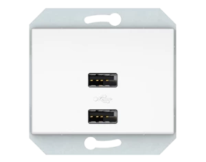 USB maitinimo lizdas QR1000, 2 vietų, 5V DC 3,4 A b/r, baltos sp.