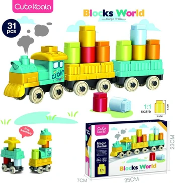 Blokų rinkinys - traukinys su vagonais