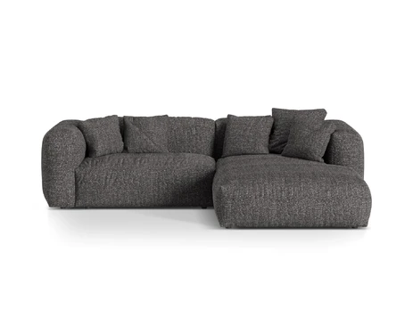 Boucle Modular Right Corner Sofa, "Martina", 2 Seats, 280x176x75, Anthracite