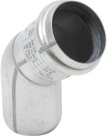 BLÜCHER bøjning 50mm 45 grader rustfri