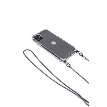 Evelatus iPhone 11 Pro Max silikoninis skaidrus su karoliais TPU dirželiu Apple Space Grey