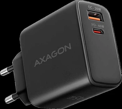 AXAGON ACU-PQ45 wall charger QC3.0,4.0/AFC/FCP/PPS/Apple + PD type-C, 45W, juodas