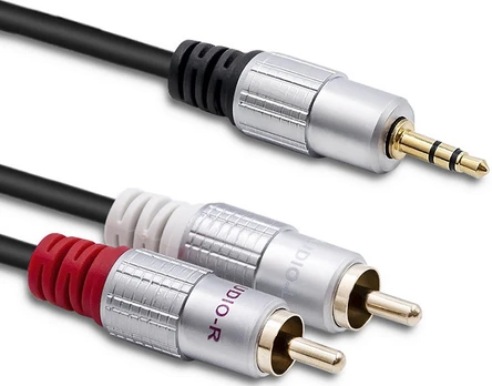Cable | Jack 3.5mm 3pin plug,RCA plug x2 | 1m | black | PVC