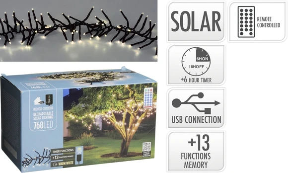 Mondex GIRLANDA SOLARNA 768 LED CIEPŁA BALTA