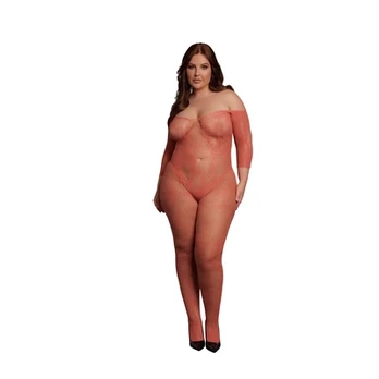 Shots Lace Bodystocking Queen Size - Long Sleeves, Versatile Fit