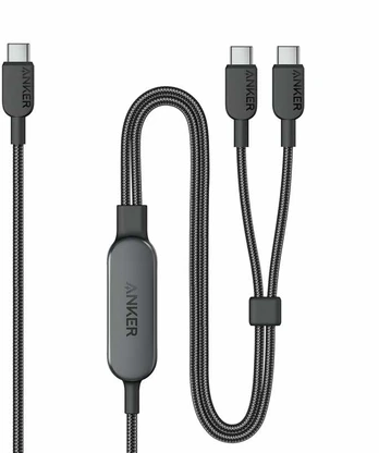 Anker USB-C į USB-C 2‑in‑1 įkrovimo kabelis, 140 W, 1.2 m, juodas