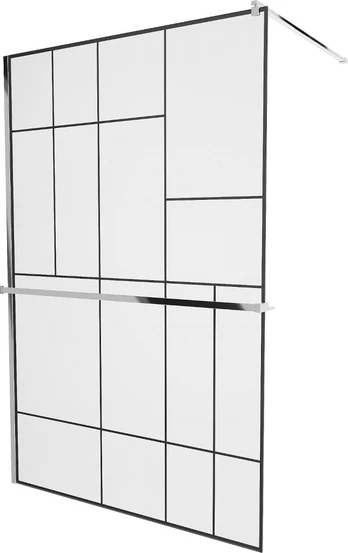 Dušo sienelė Mexen Kioto+ Walk-In, 130 cm x 200 cm, juoda/chromo