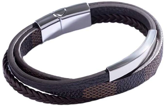 Marc Malone Triple ruda leather bracelet for men MCGB5039S