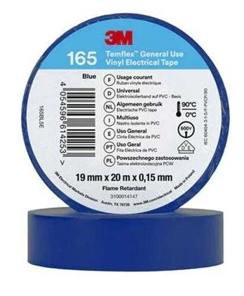 3M TemflexTM el vinyltape 165 blå 19 mm x 20 m - (3 rulle)