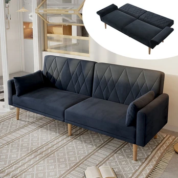 Dvivietė sofa-lova, reguliuojama, aksominė, 180x75x82 cm