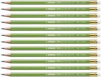 STABILO Graphite pencil with eraser "Greengraph", HB, hexagonal, 12pcs