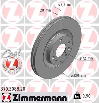 Stabdžių diskas ZIMMERMANN 370.3088.20