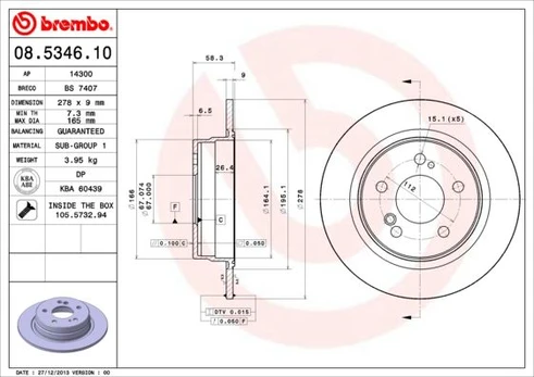 Stabdžių diskas BREMBO 08.5346.10