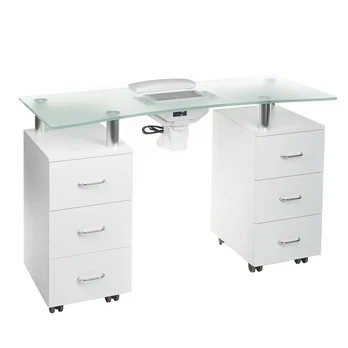 Manikiūro stalas MANICURE DESK ELEGANCE GLASS WHITE