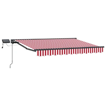 Rankinis markizės rėmas su LED Raudona ir balta 3 x 2,5 m