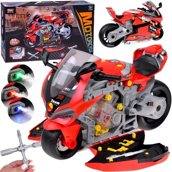 Jokomisiada Motorcycle Assembly Workshop 59 Pieces Engine Lights and Sounds ZA6451