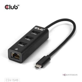 Club 3D Club3D USB-Hub USB Typ-C 3.2 > 3x USB Typ A 1Gbps retail