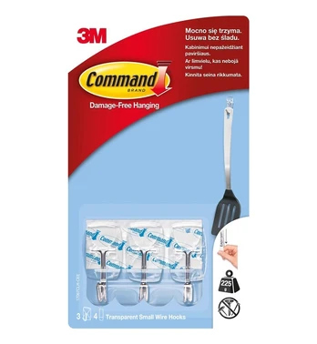 Kabliukas 3M Command T17067CC, plastikas, skaidri, 3 vnt.