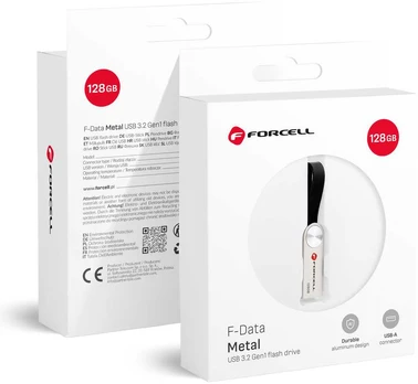 Atminties kortelė FORCELL F-DATA pendrive Metal 128GB USB3.2 Gen 1 (USB A) sidabrinis