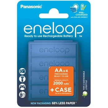 Akumuliatoriai 4 x Panasonic Eneloop Ni-MH 2000mAh BK-3MCDEC4BE su dėžute
