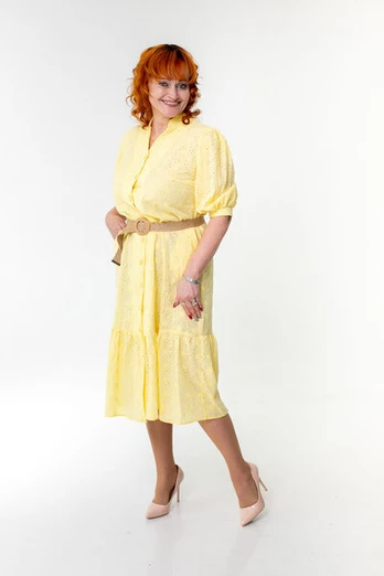 Moteriška suknelė, geltona, 48