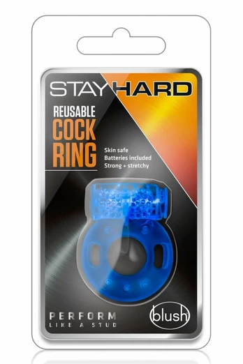 Blush Stay Hard Reusable Ring Blue - Flexible TPE, 3.8 cm, Vibrating