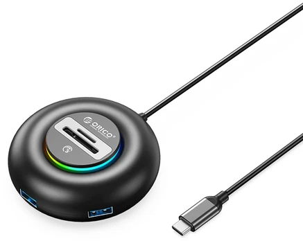 Orico YXR5-C3 USB Hub 4-Port USB-A 3.0 with SD and Micro SD Reader 0.3m - Juodas