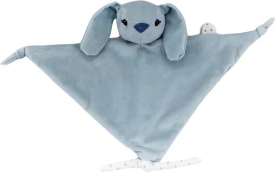 Carlo Baby - Bunny Cuddle cloth with pacifier holder - Light blue