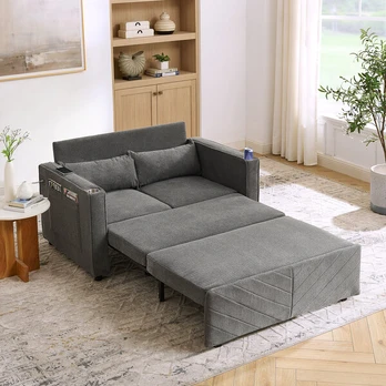 Sofa-lova, 2 vietų, su USB, pilka, 1 vnt