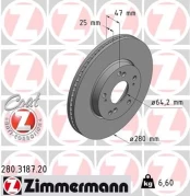 Stabdžių diskas ZIMMERMANN 280.3187.20 kaina