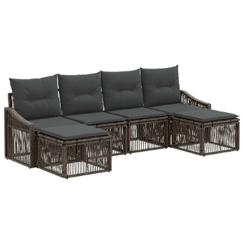 Sodo Sofų Rinkinys 6 pcs Pilka poliratanas