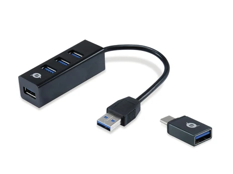 HUB USB Conceptronic CONTROLRONIC USB- Hub 3 - > 4x3,0 + TypeC A o.Netzt. sw