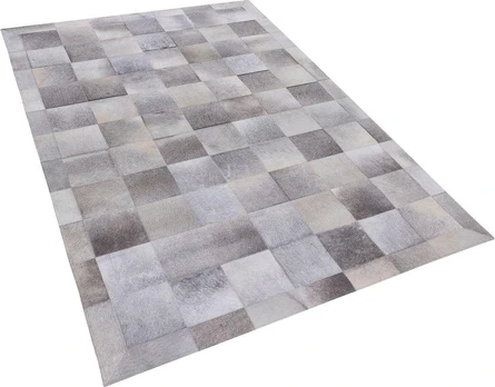 Beliani Dywan patchwork skórzany 140 x 200 cm pilkas ALACAM