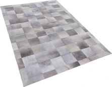 Beliani Dywan patchwork skórzany 140 x 200 cm pilkas ALACAM kaina