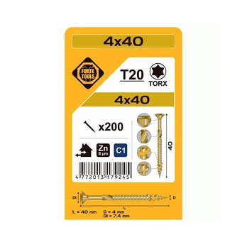 Medsraigtis Forte Tools TX20, 4 x 40 mm, geltona, 200 vnt.