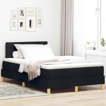 dėžės tipo lova su čiužiniu juoda 120x200 cm audinys