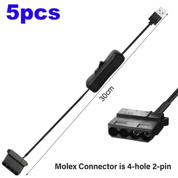 Usb į 4-pin Molex ventiliatoriaus maitinimo laidas su jungikliu (30 cm)
